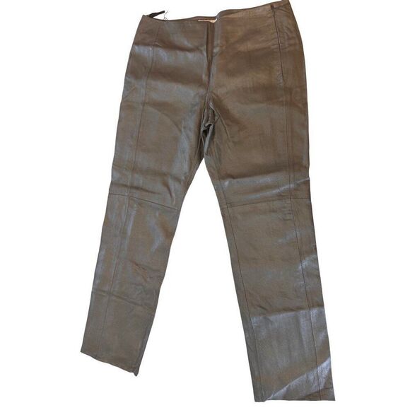 NWT Grey Bagatelle 100% Genuine Leather Straight Leg Pants Sz 14 Vintage Chic - Picture 1 of 10